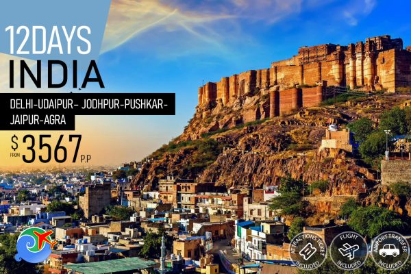 India-Delhi-Udaipur–-Jodhpur-Pushkar-Jaipur-Agra-12-Days-Tour