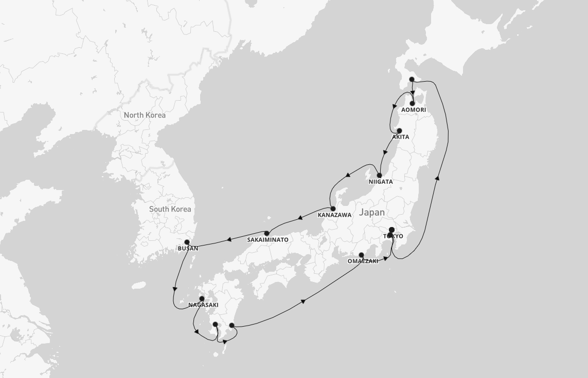 Japan Cruise Route Map