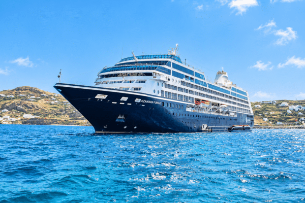 Azamara Pursuit cruise ship in bright daylight