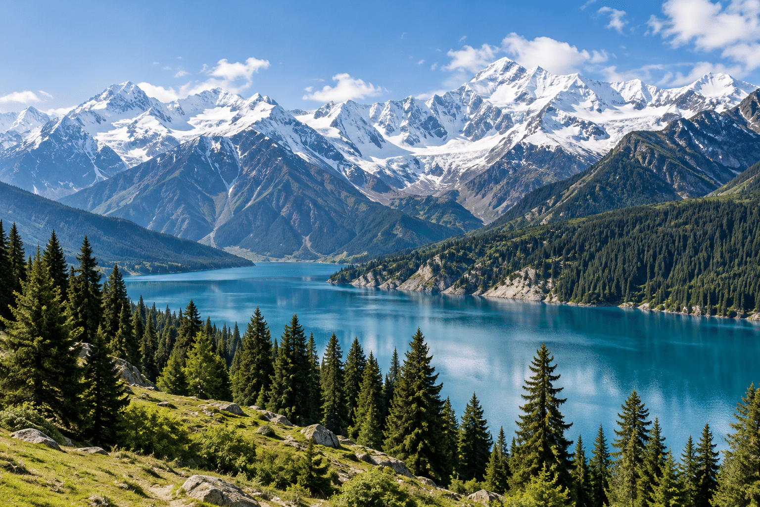Xinjiang mountain lake — AI-generated illustration